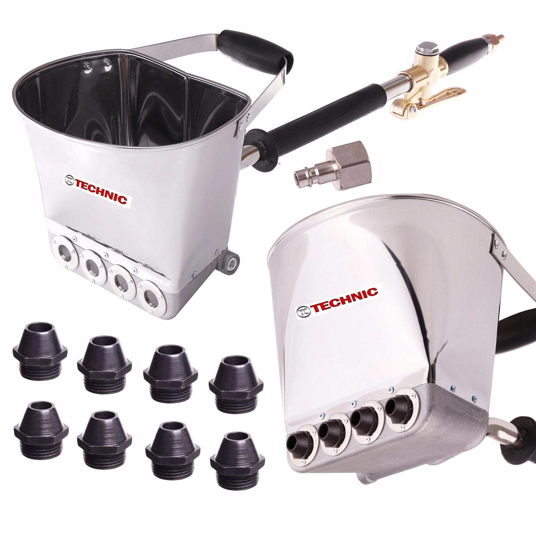 Pneumatická Omítačka 4 L Hliníková Nerezová Ocel S 8 Tryskami 19/9/11 MM