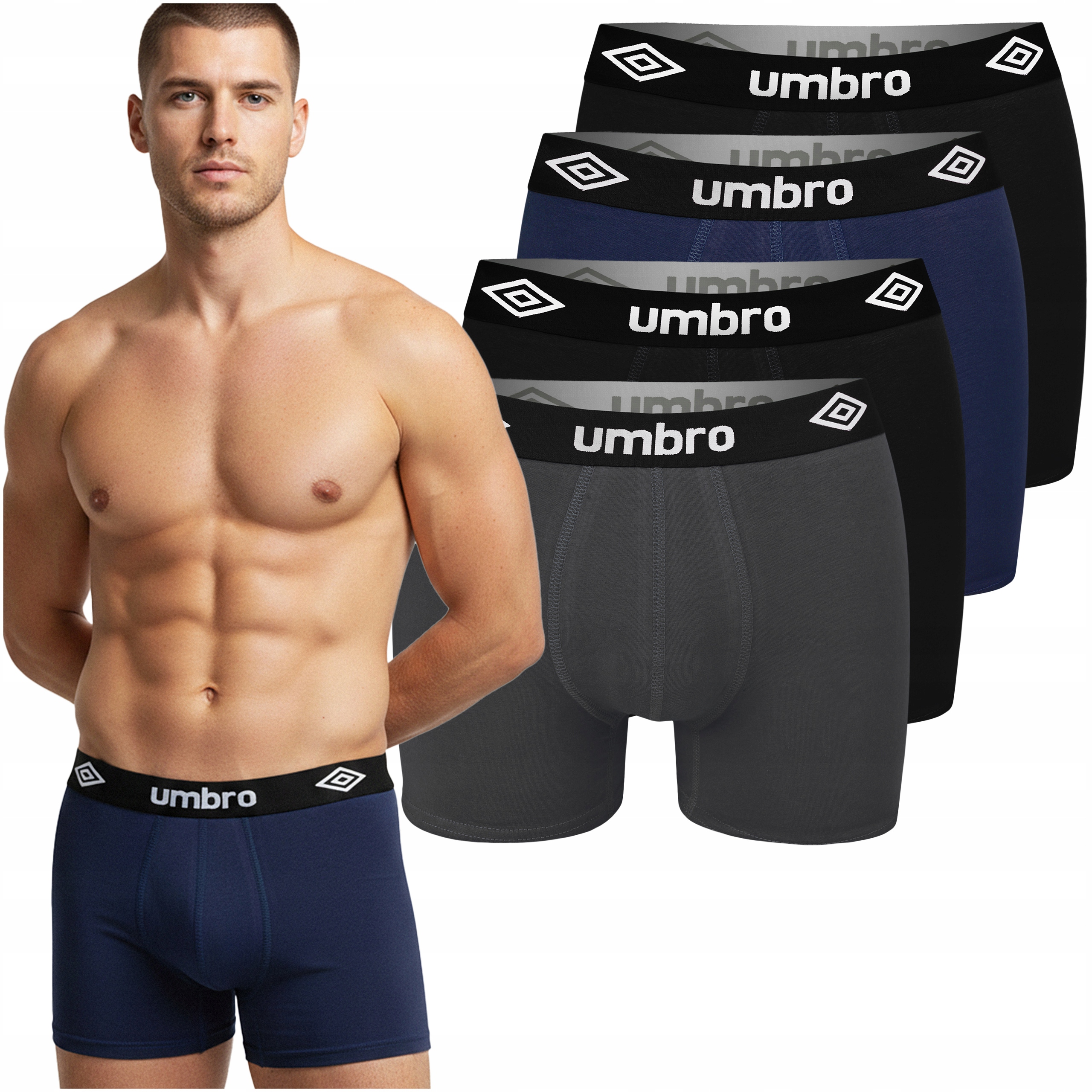 Umbro Bokserki Męskie 4 sztuki Majtki Bawełniane Zestaw Mix Rozmiar M