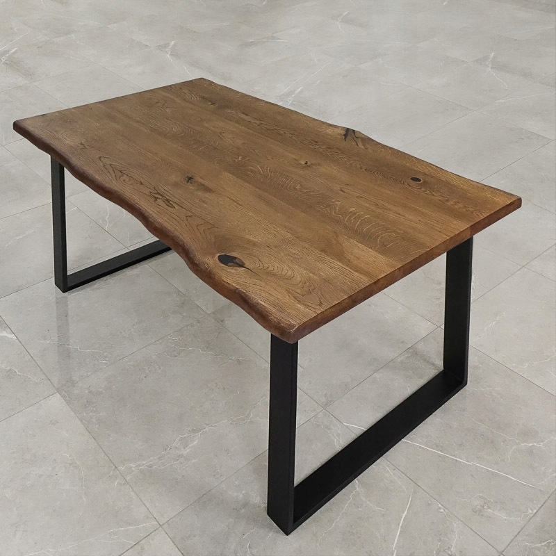 Dubová deska na stůl Live Edge olej bronzová 90x160