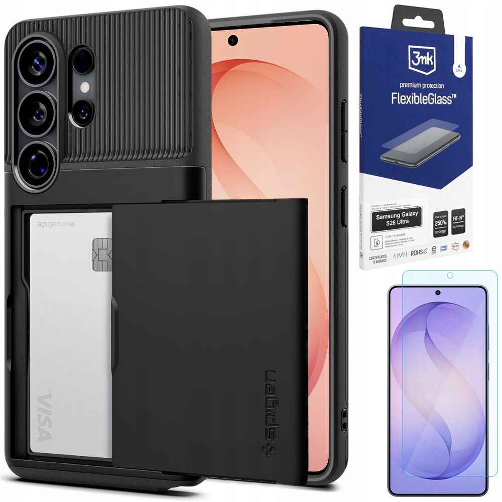 Pancéřové Pouzdro Spigen Slim Armor Peněženka Sklo 3mk pro Galaxy S26 Ultra