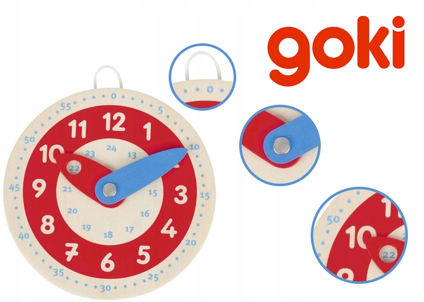 Drewno Zegarek Czerwony Edukacyjny Goki Marka Goki
