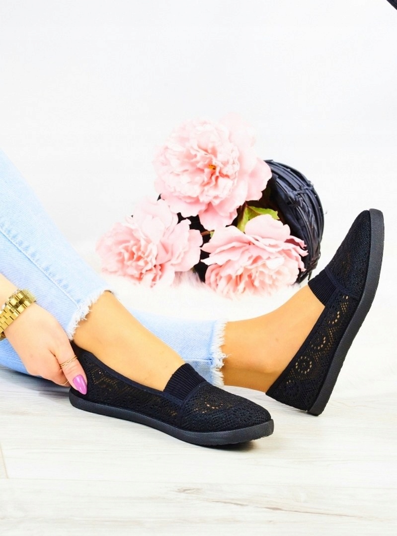 Czarne Koronkowe Buty Tenisówki Trampki Lekkie Rozmiar 37