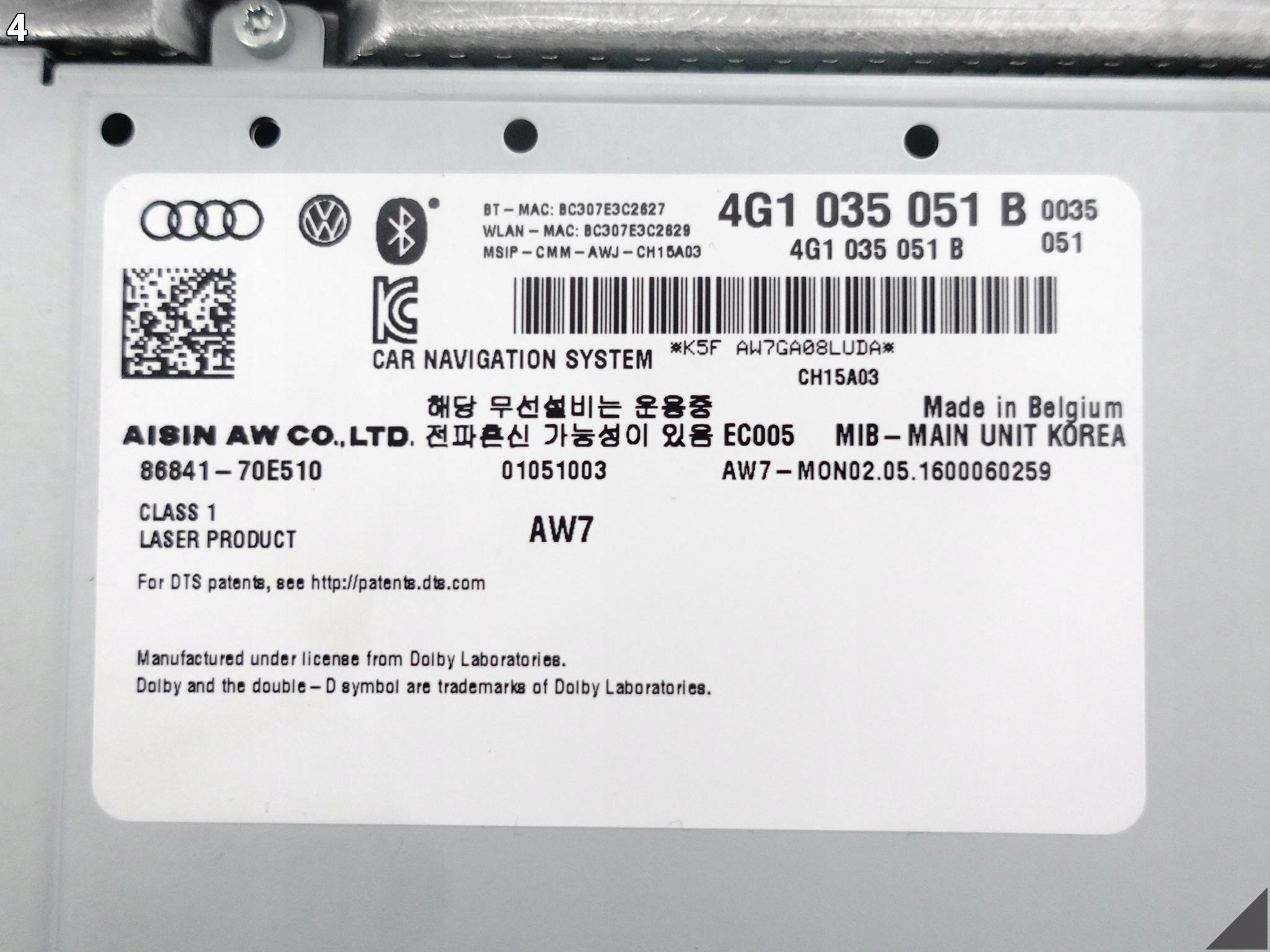 AUDI RS7 S7 A7 4G8 RS6 S6 A6 4G0 14-18 navigation player SD MIB-MAIN UNIT