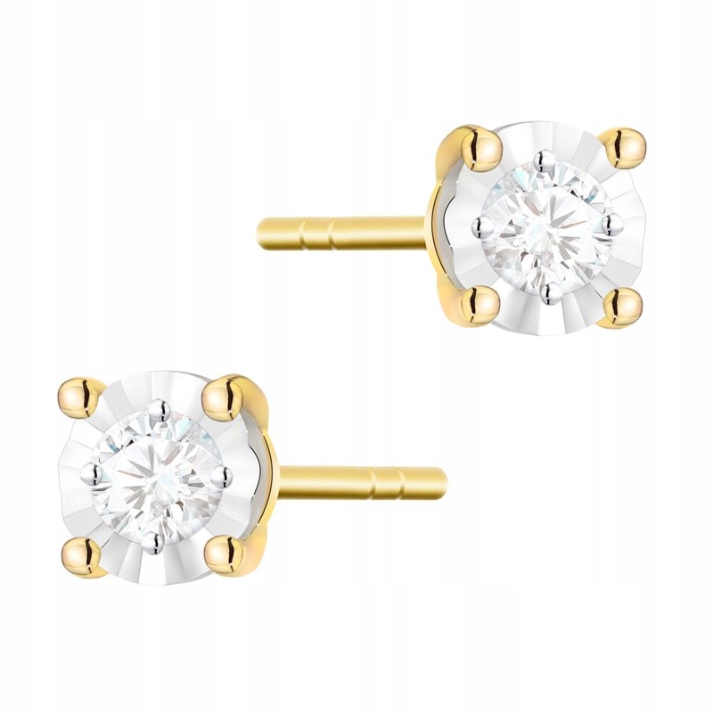 Zlaté Náušnice 585 Klasika s Brilianty 0,16 ct