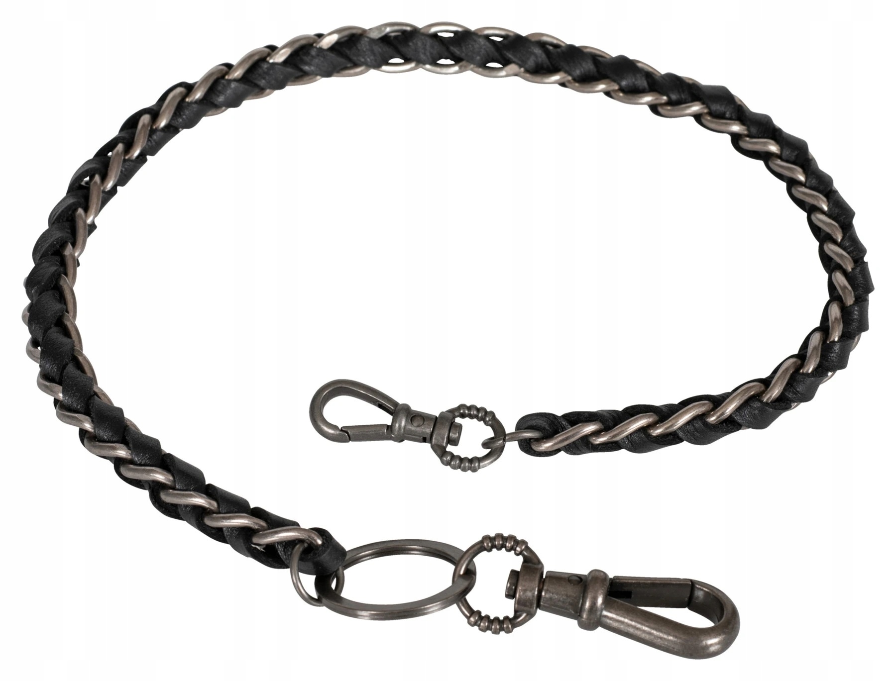 Ocel a kožený přívěsek na klíče k připevnění ke kalhotám