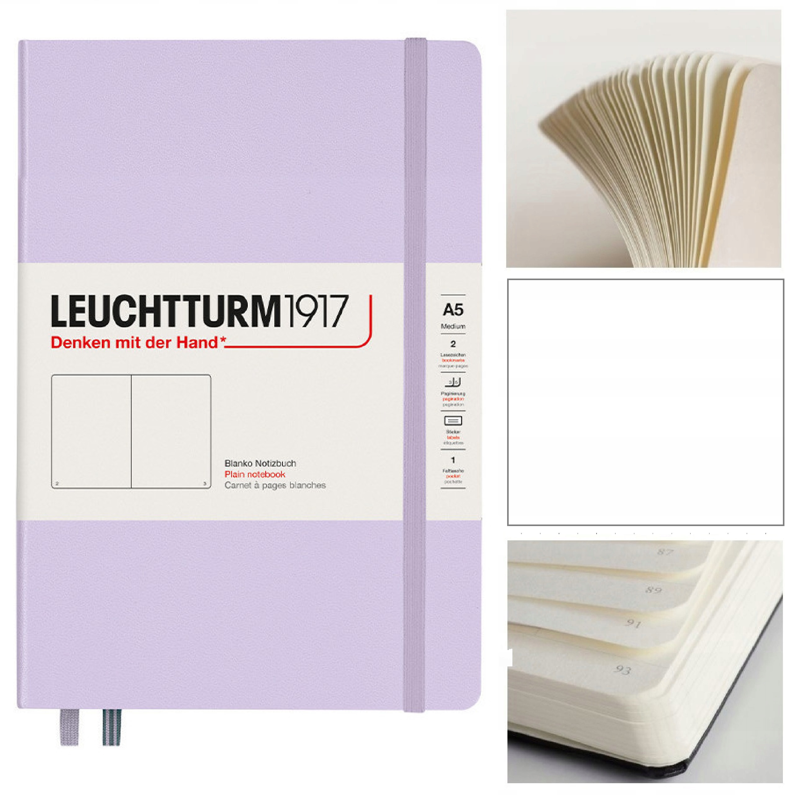 LEUCHTTURM1917 Notatnik Notes A5 Gładki twarda oprawa szkicownik Lilac