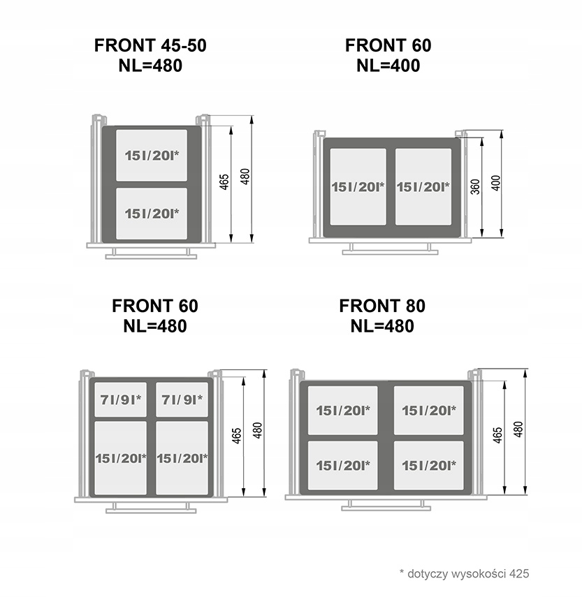 Sortownik na śmieci SEGREGO REJS 60 2x7L 2x15L Kod producenta 15.RE.WE28.4038.01.924