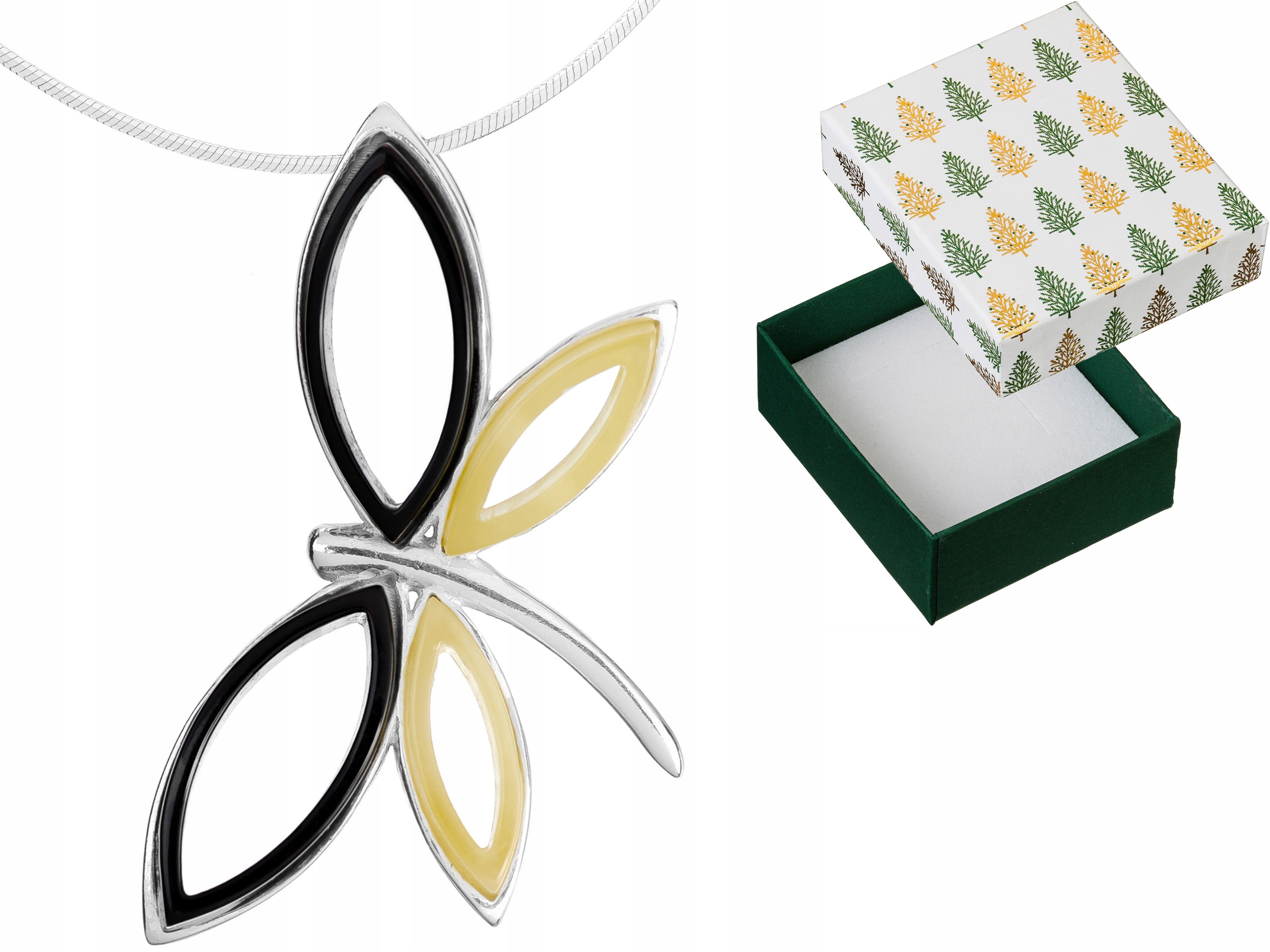 Stříbrný náhrdelník Minimalistická vážka s baltským jantarem Stříbro 40 cm