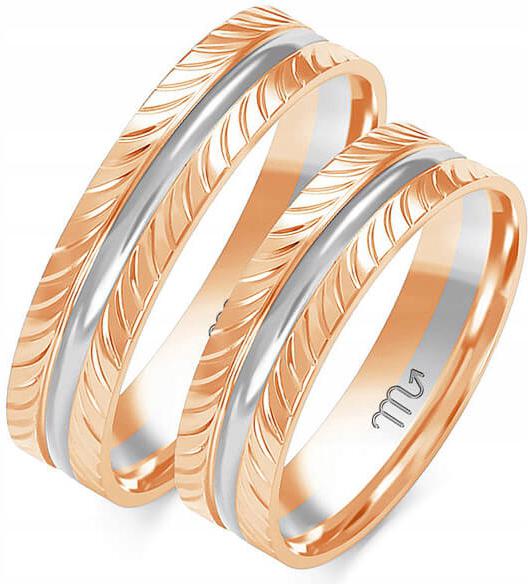 Růžové zlato snubní prsten svatba 585 velikost 14 15 16 klasický módní vzor