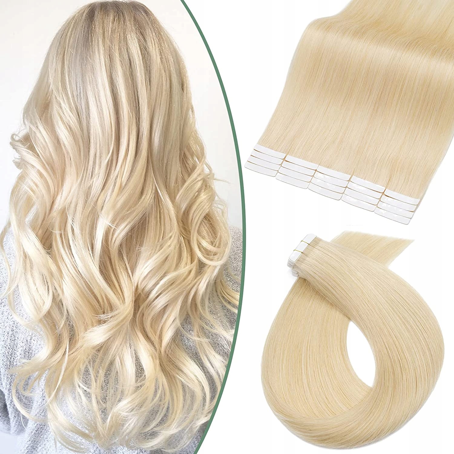 Tresky Pro Prodloužení Vlasů Bělené Blond 40 CM Přírodní Vlasy 100%