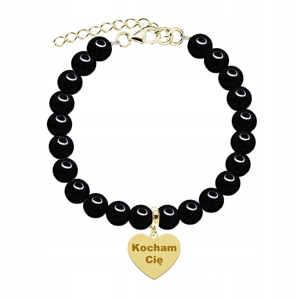 Zlatý náramek k Narozeninám s perlami 925 Gravírování Přání Bonus