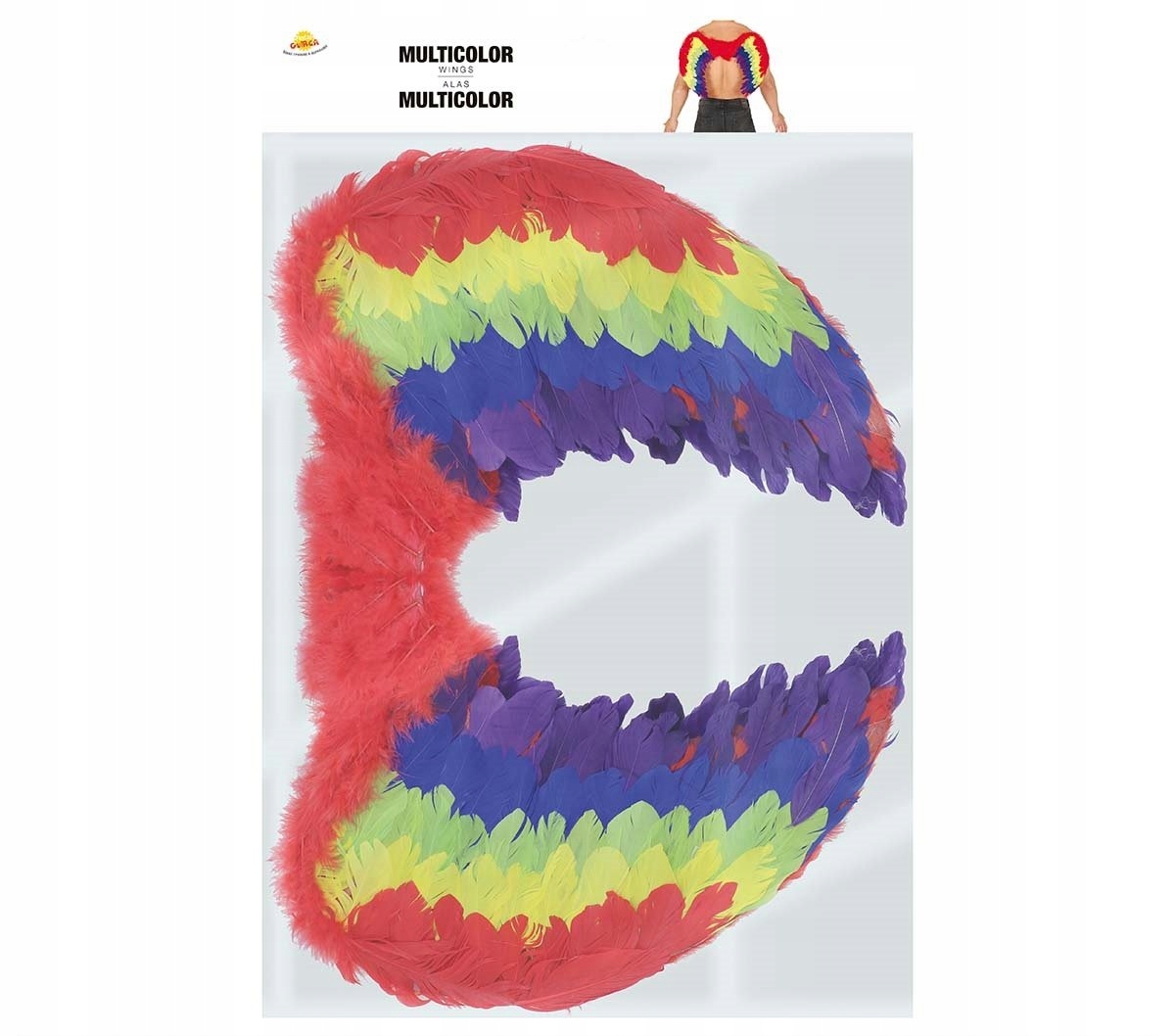 Skrzydełka piórkowe tęczowe 60x40cm motyl ptak Marka Fiestas Guirca