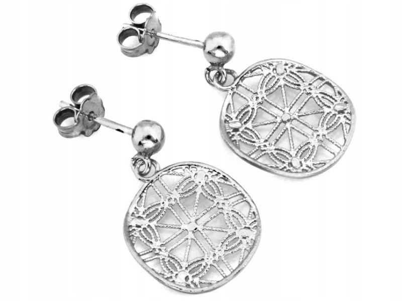 Stříbrné náušnice 925, závěsné, ažurové dámské kruhy, elegantní vzhled