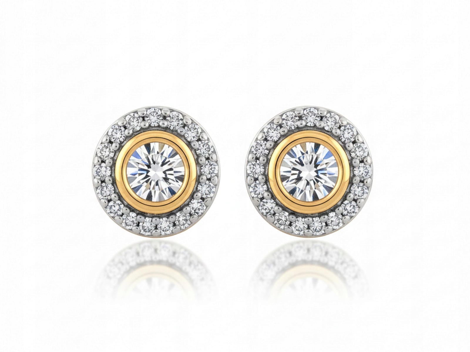 Dámské náušnice zlaté 585 kulaté s brilianty 0,16 ct