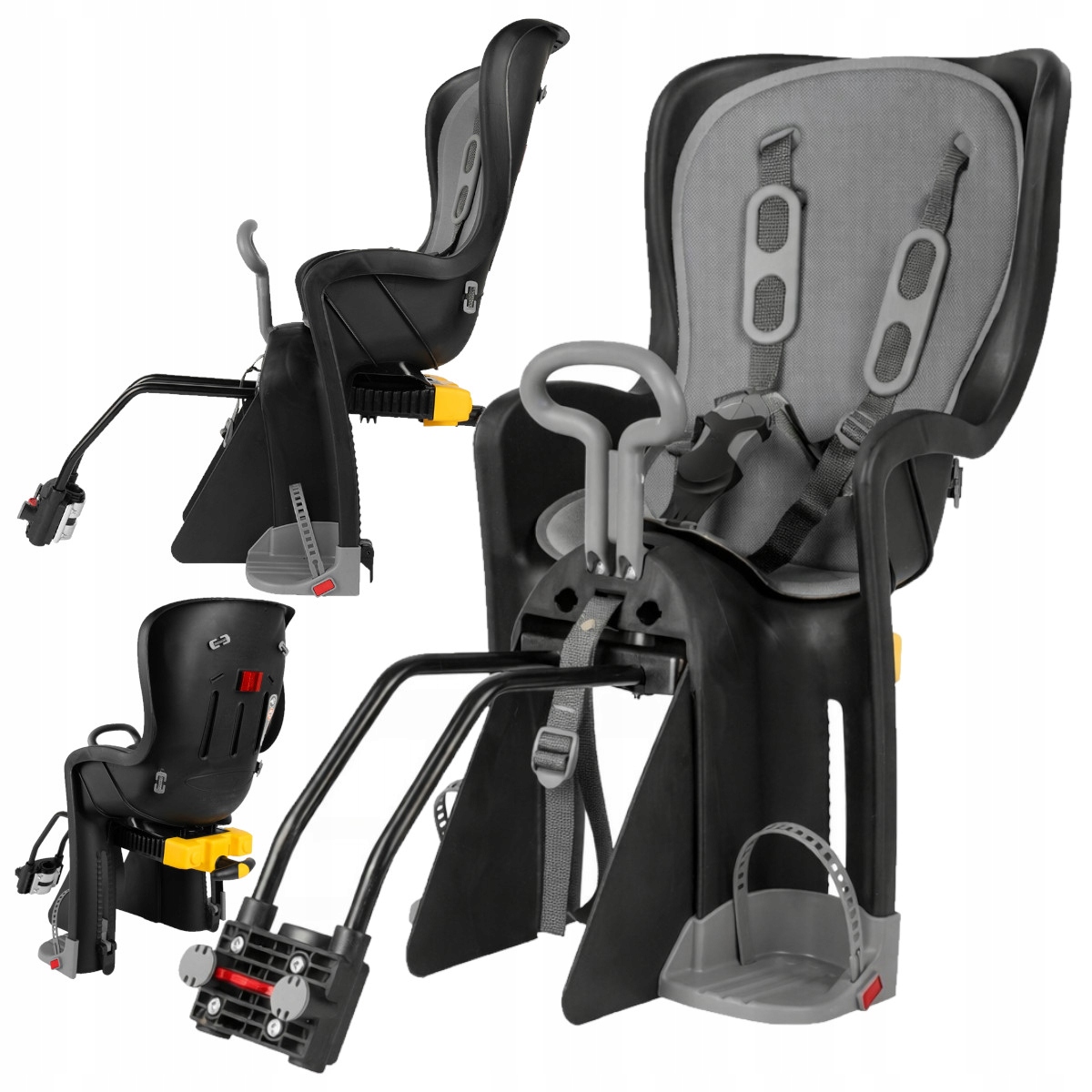 Zadní cyklosedačka do rámu pro děti s úchytem, sklopitelné pásy do 22 kg