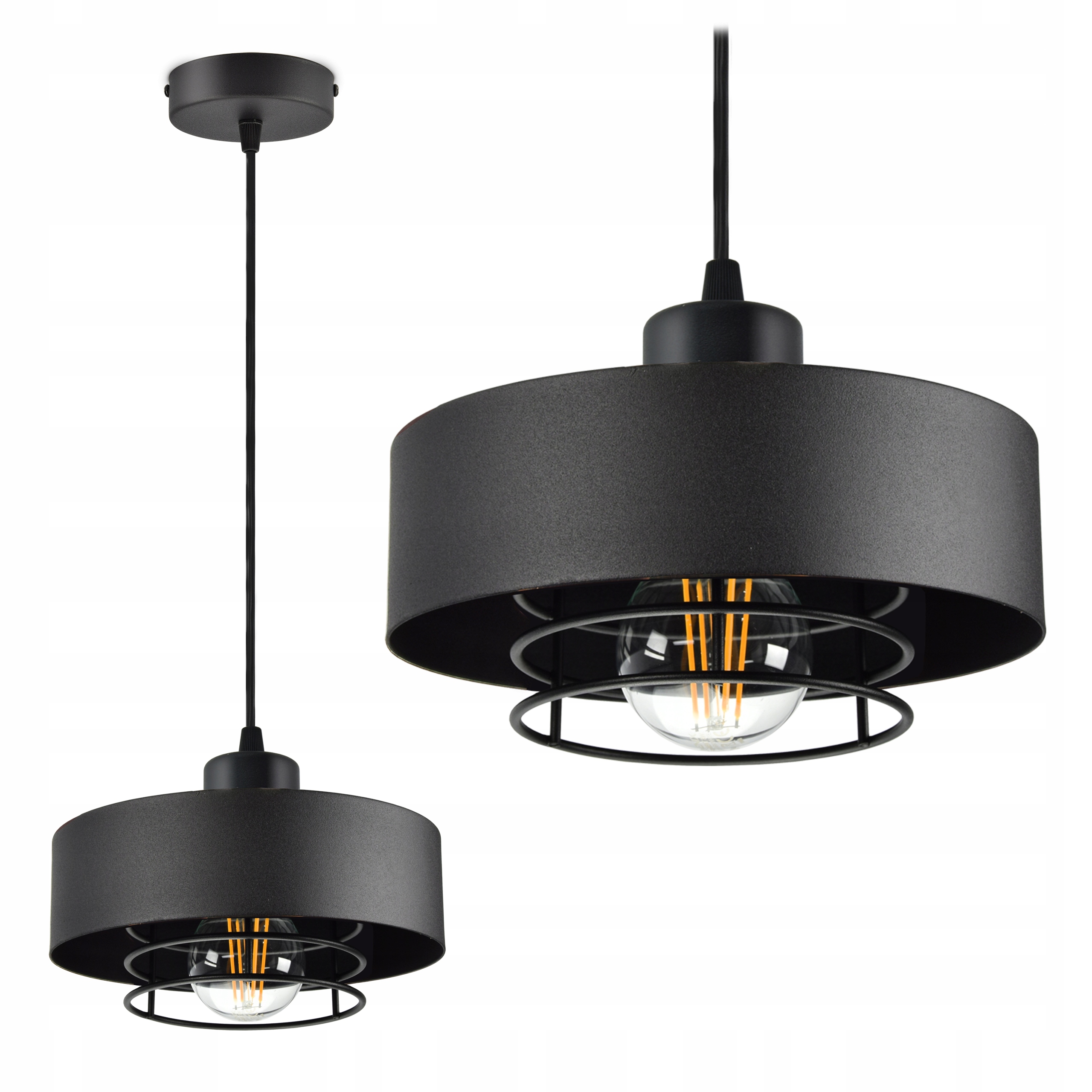 

Lampa Wisząca Sufitowa Żyrandol Czarna Loft Edison
