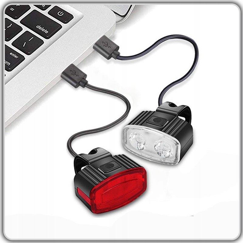 Lampka Rowerowa Światło PRZÓD TYŁ LED na rower kierownicę MOCNA USB jasna Model LAMPKA ROWEROWA INTMIX ZESTAW TYŁ PRZÓD KOLORY