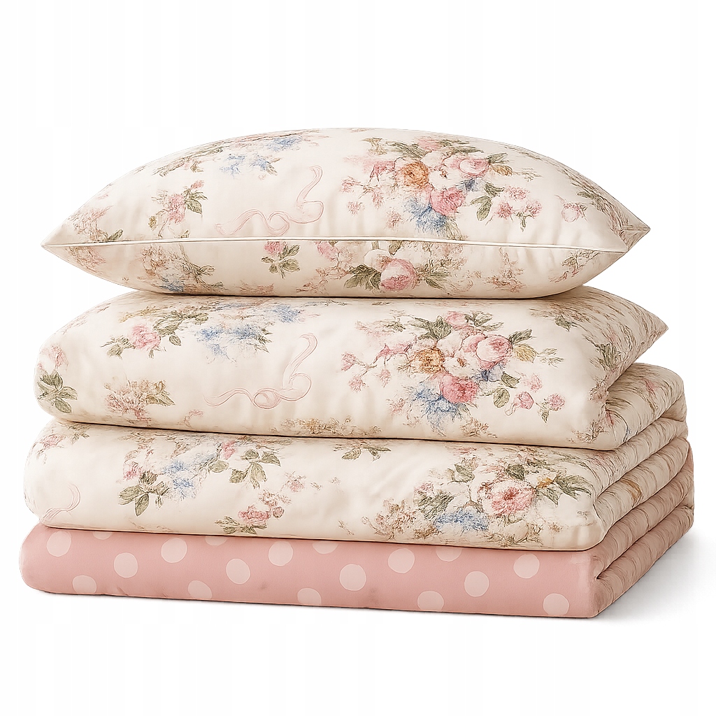 Pościel 160x200 bawełniana 100% naturalna komplet poszewki wzór w kwiatki