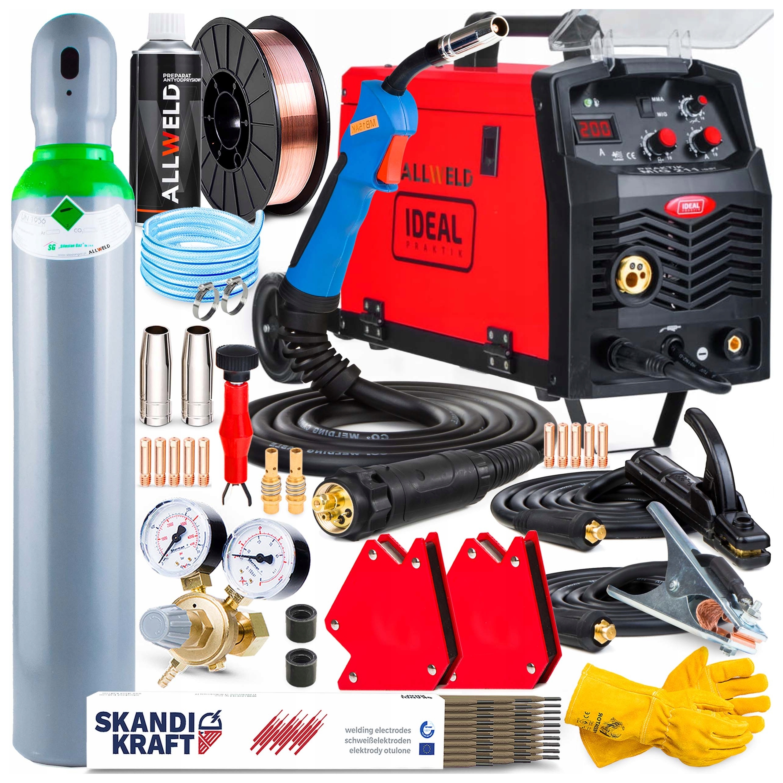 Półautomat Spawalniczy Ideal Praktik Mig 211 Igbt Mma Flux 230V 200A 3W1