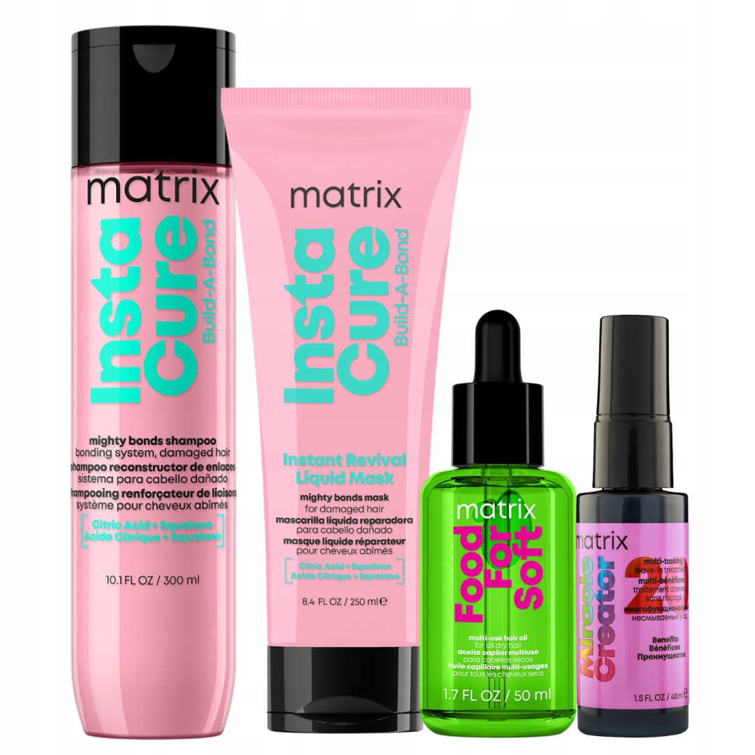 Matrix Instacure Build-A-Bond: szampon, maska, olejek do włosów suchych