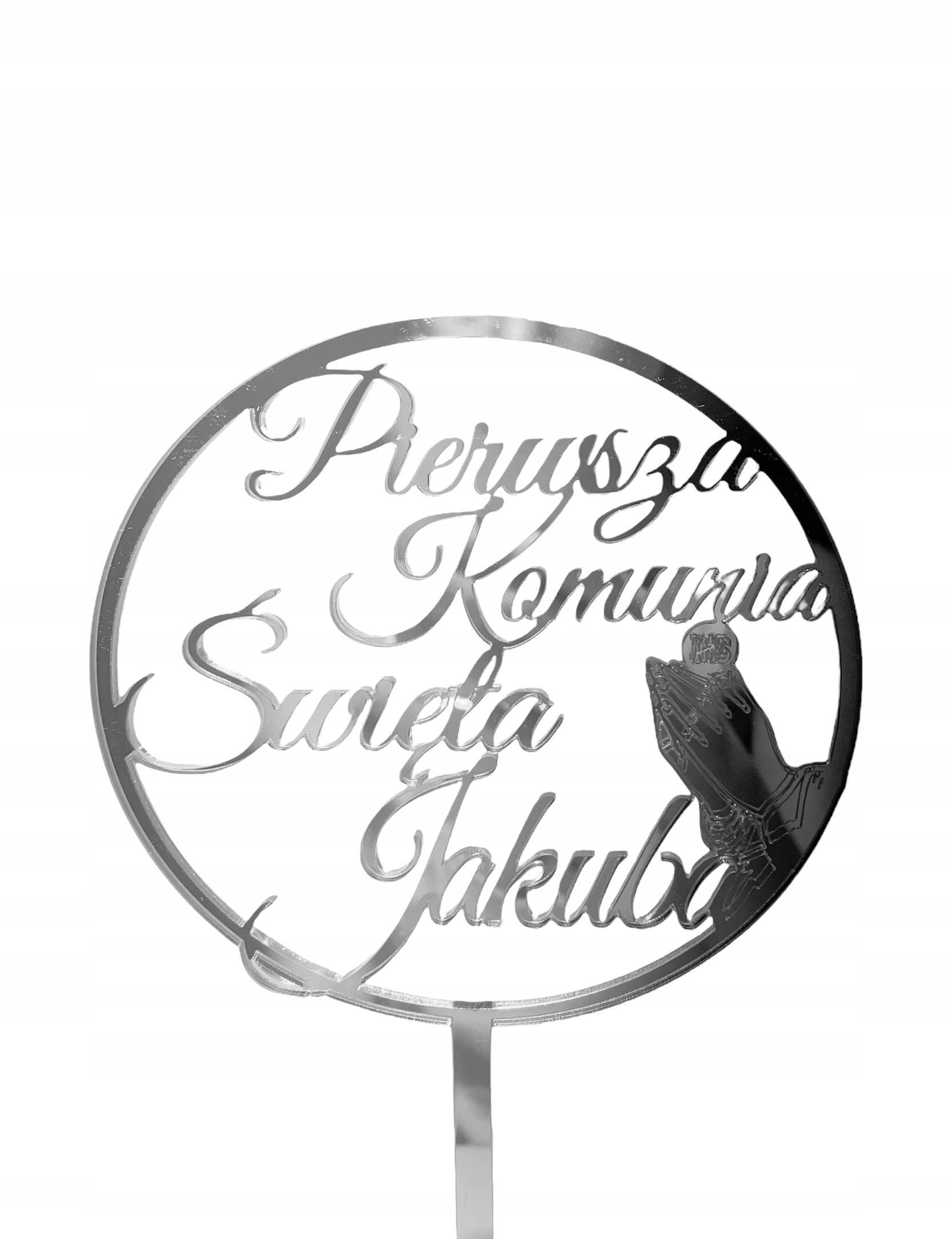 

Topper Ihs Komunia Święta Z Imieniem Srebrny Lustr