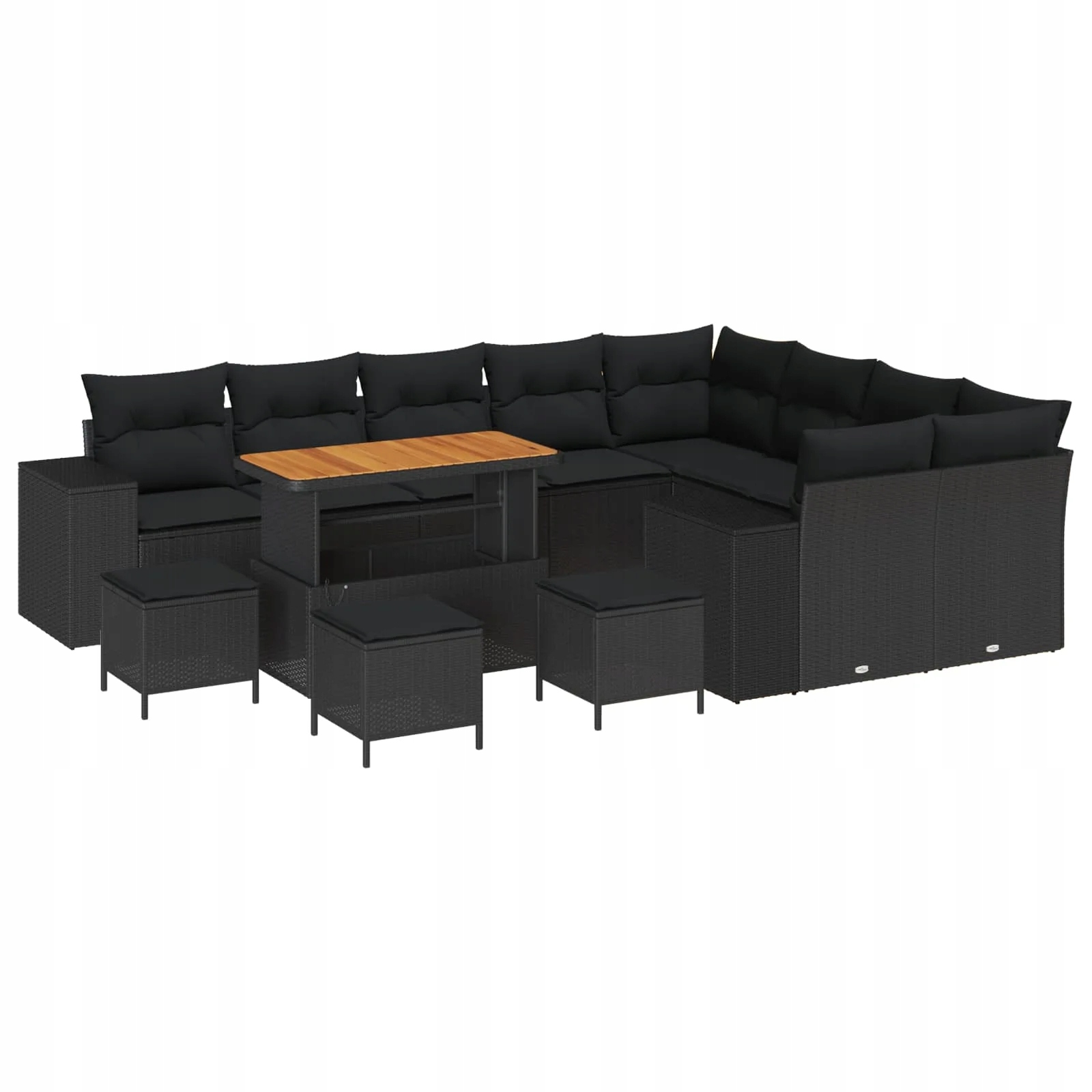 vidaXL Sada zahradních pohovek s polštářem s úložištěm 13 pcs Černá