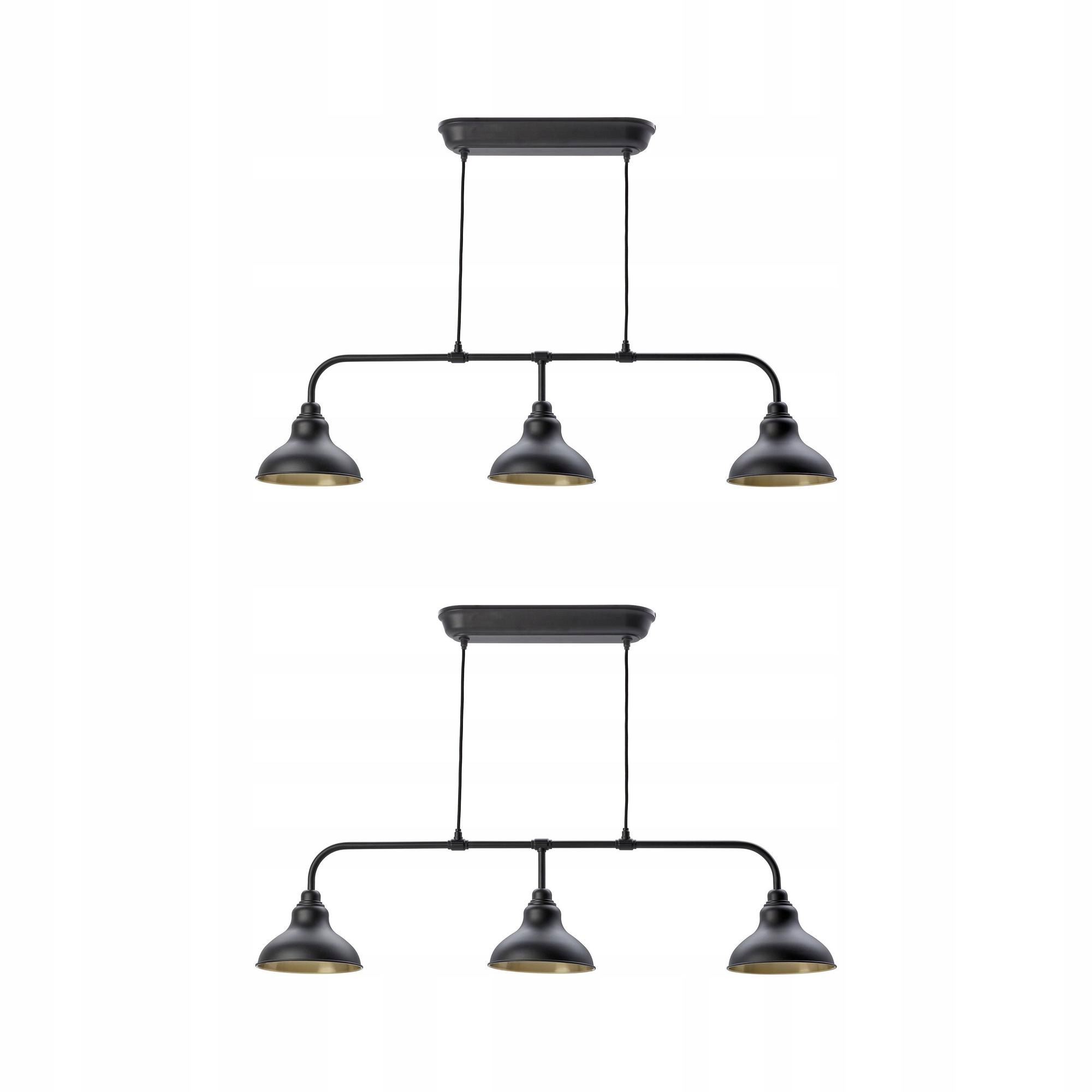 2 szt. Agunnaryd Lampa wisząca/3 lampki czarny 122 cm
