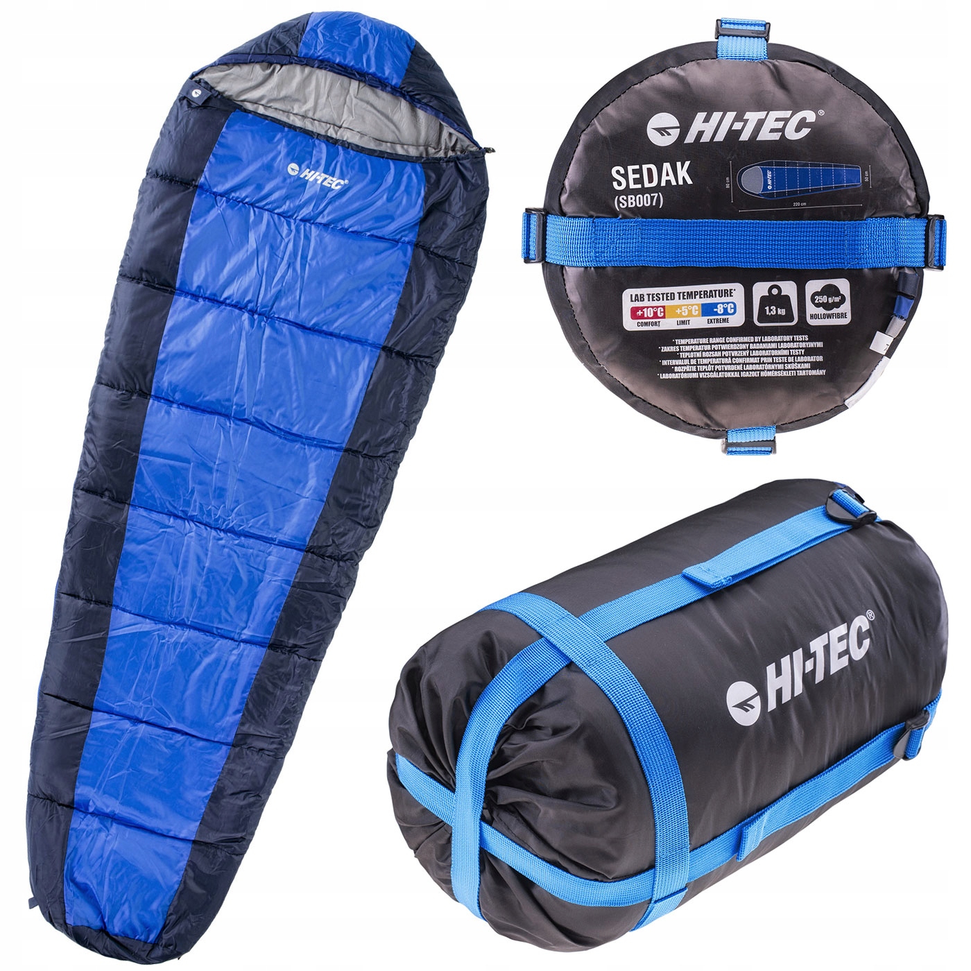 Spací pytel Hi-Tec Sedak Teplo a komfort 220 x 80 cm Komfort +10°C 250 g/m² modrý