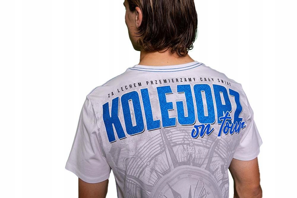 KOSZULKA LECH POZNAŃ KOLEJORZ ON TOUR BIAŁA S Rękaw krótki rękaw