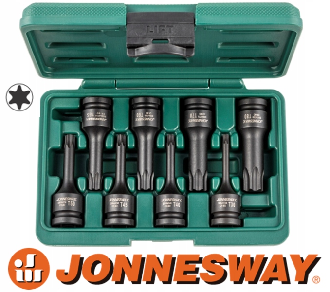 Bity klucze nasadki udarowe Torx 1/2" zestaw 8 sztuk