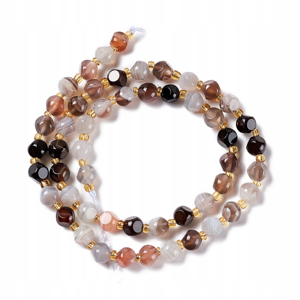 Korálky Přírodní Achát Botswana, Šestihranný, 6x6x6mm, 49ks/38 Cm/nit