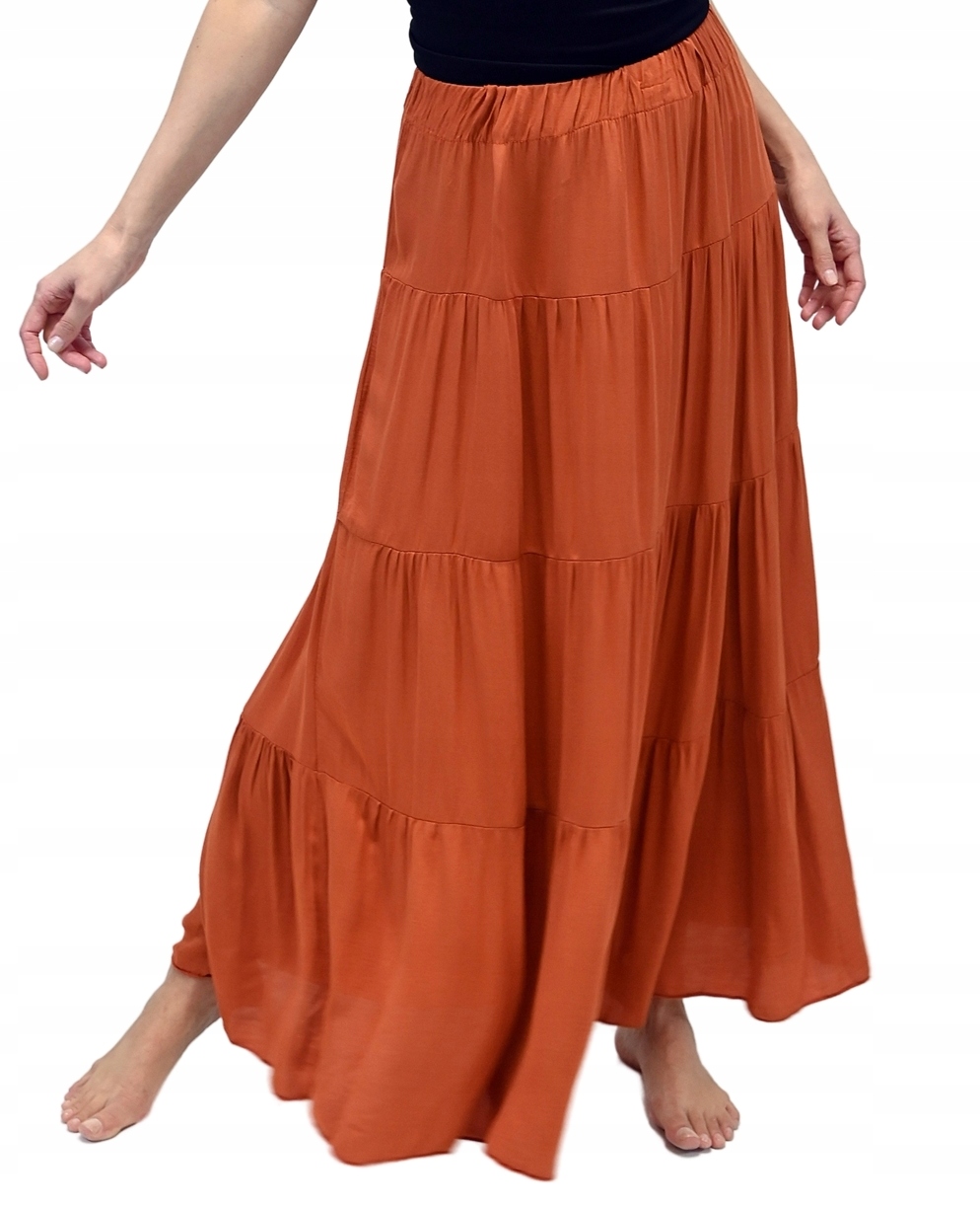 

Maxi długa spódnica damska letnia hiszpanka Cegła