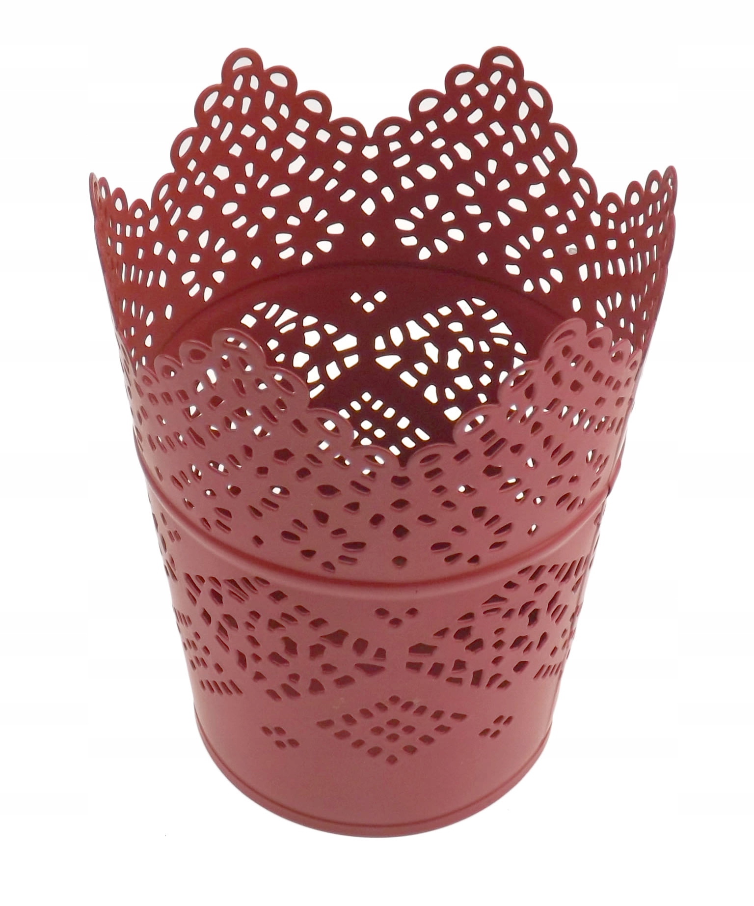 Doniczka osłonka metal ażur czerwona 11,4x 6,7x8,7 Marka Ikea