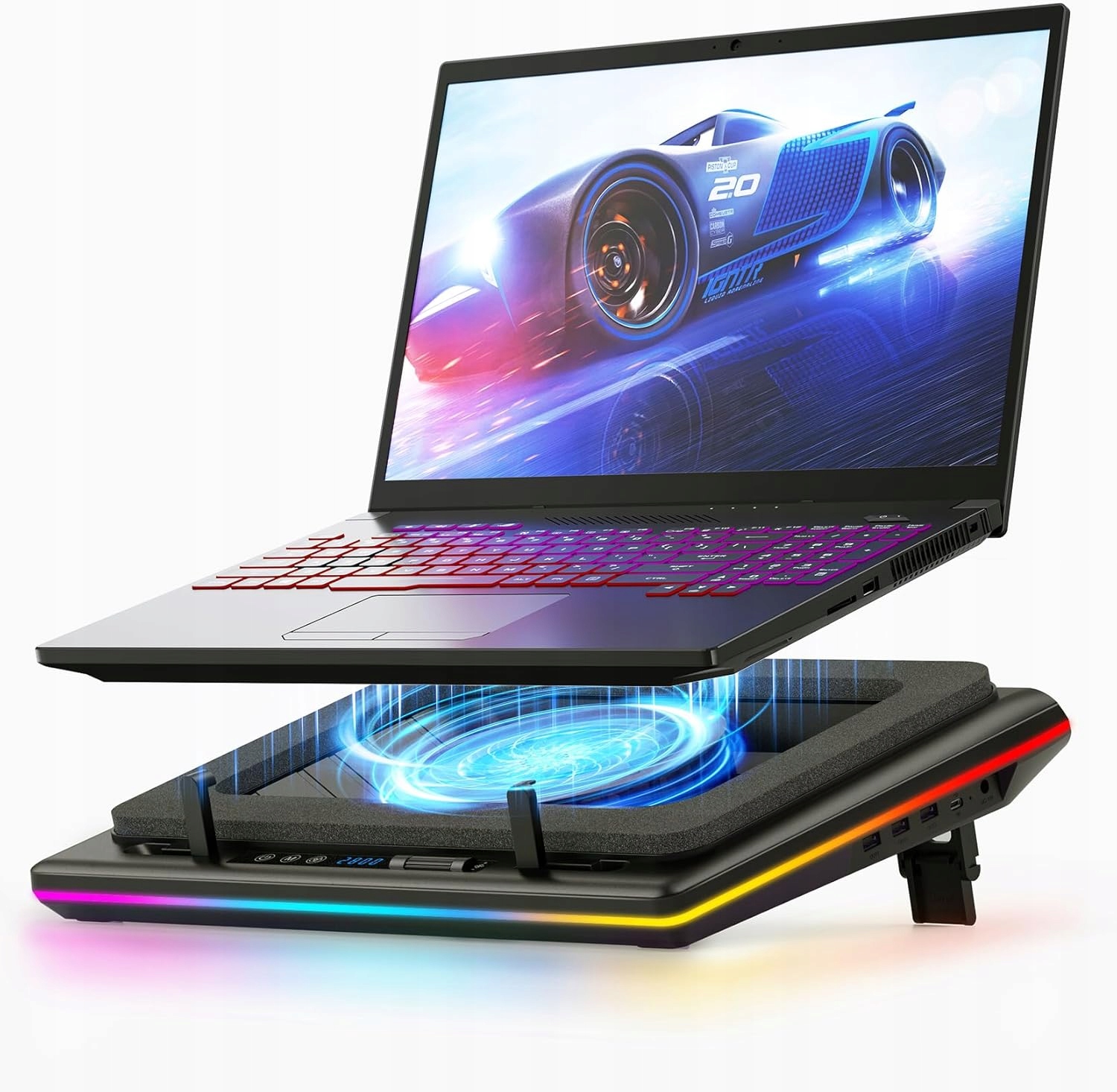 Chladiaca podložka pre notebook Turbo Booster Led, nastaviteľná, protišmyková