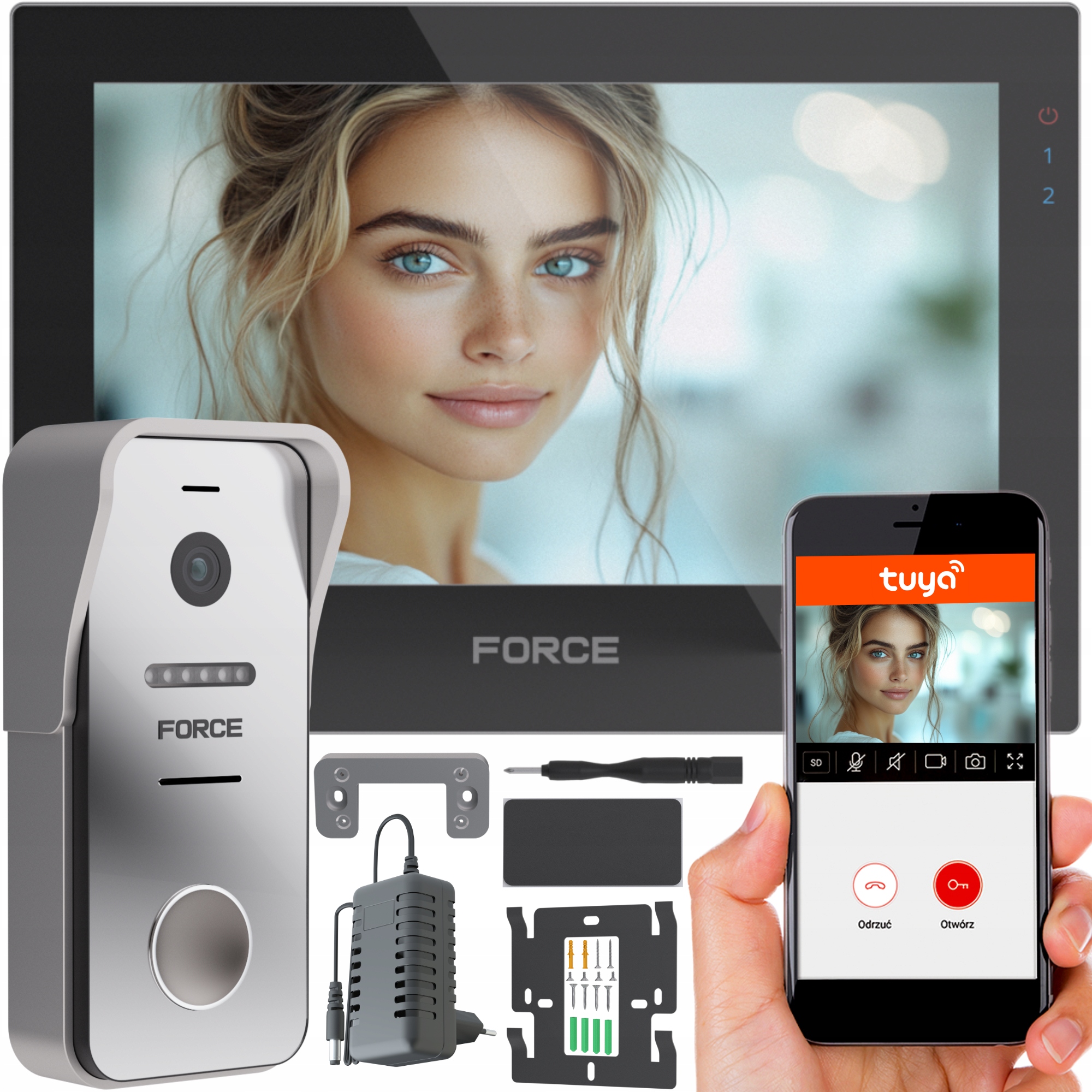 Videovrátnik Force Prima Gt 7" Čierny Full Hd Brána Furtka WiFi Tuya