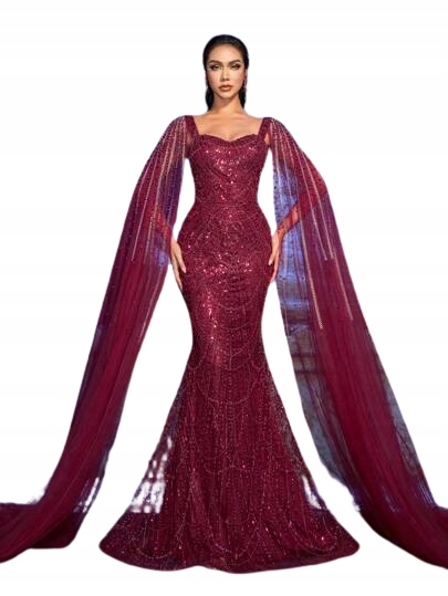 Shein Šaty Červené S Ozdobami Maxi XL 1KF