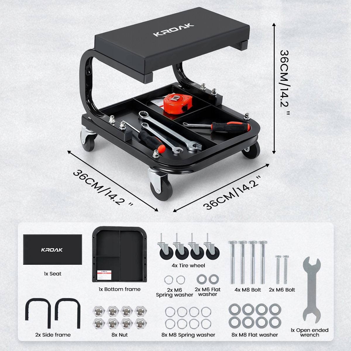 KRZESŁO TABORET WARSZTATOWY STOŁEK SIEDZISKO Z PÓŁKĄ SZUFLADĄ KÓŁKAMI 120KG Marka inna