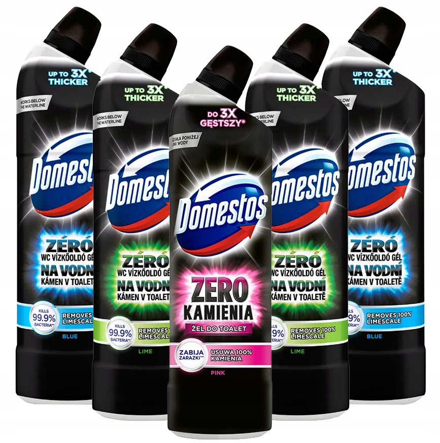 Domestos Zero Kamienia żel do Wc zestaw 5 x 750ml skutecznie usuwa kamień