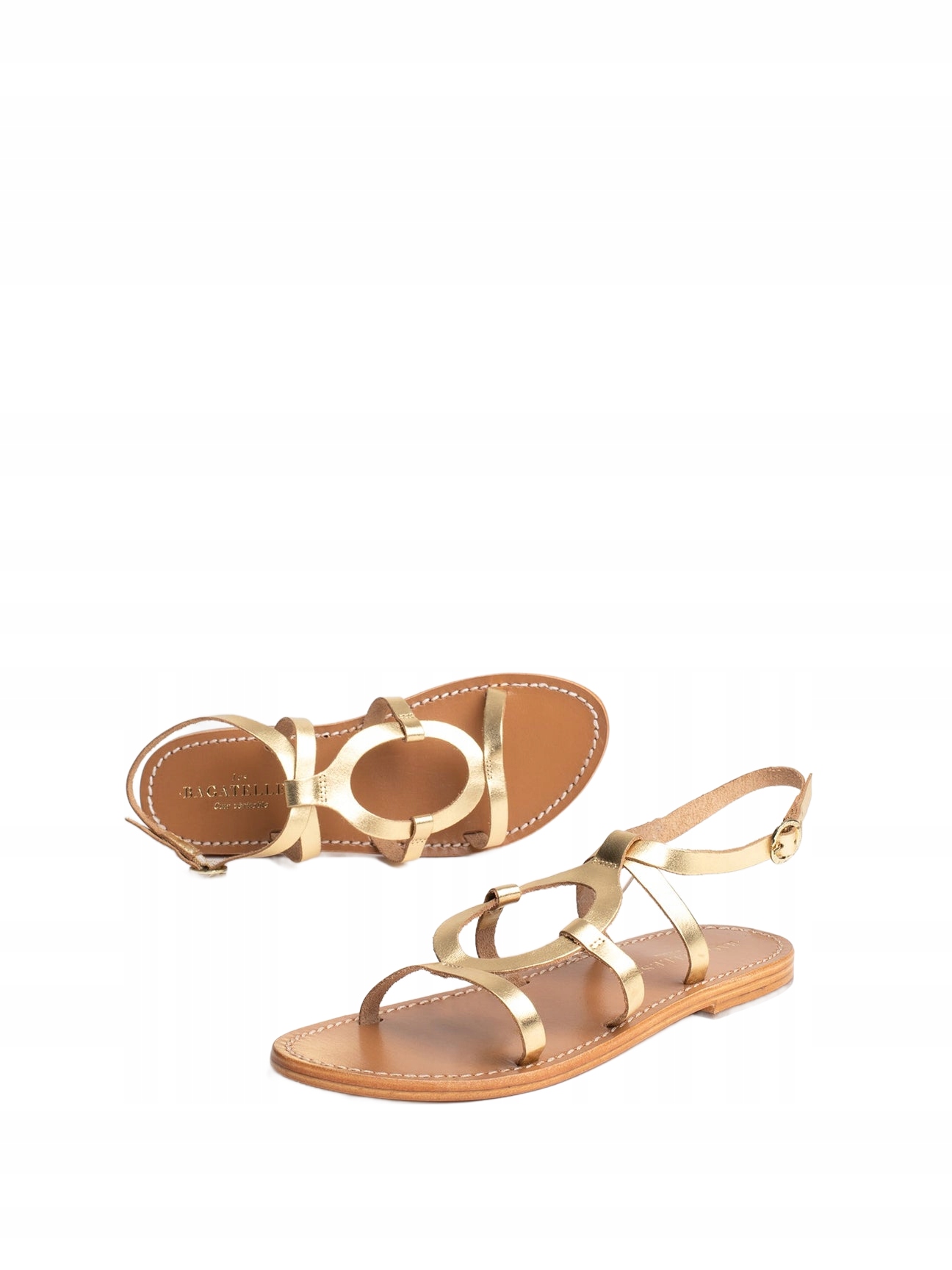 Les Bagatelles Zlaté Klasické Sandály Z Přírodní Kůže 38 3EA