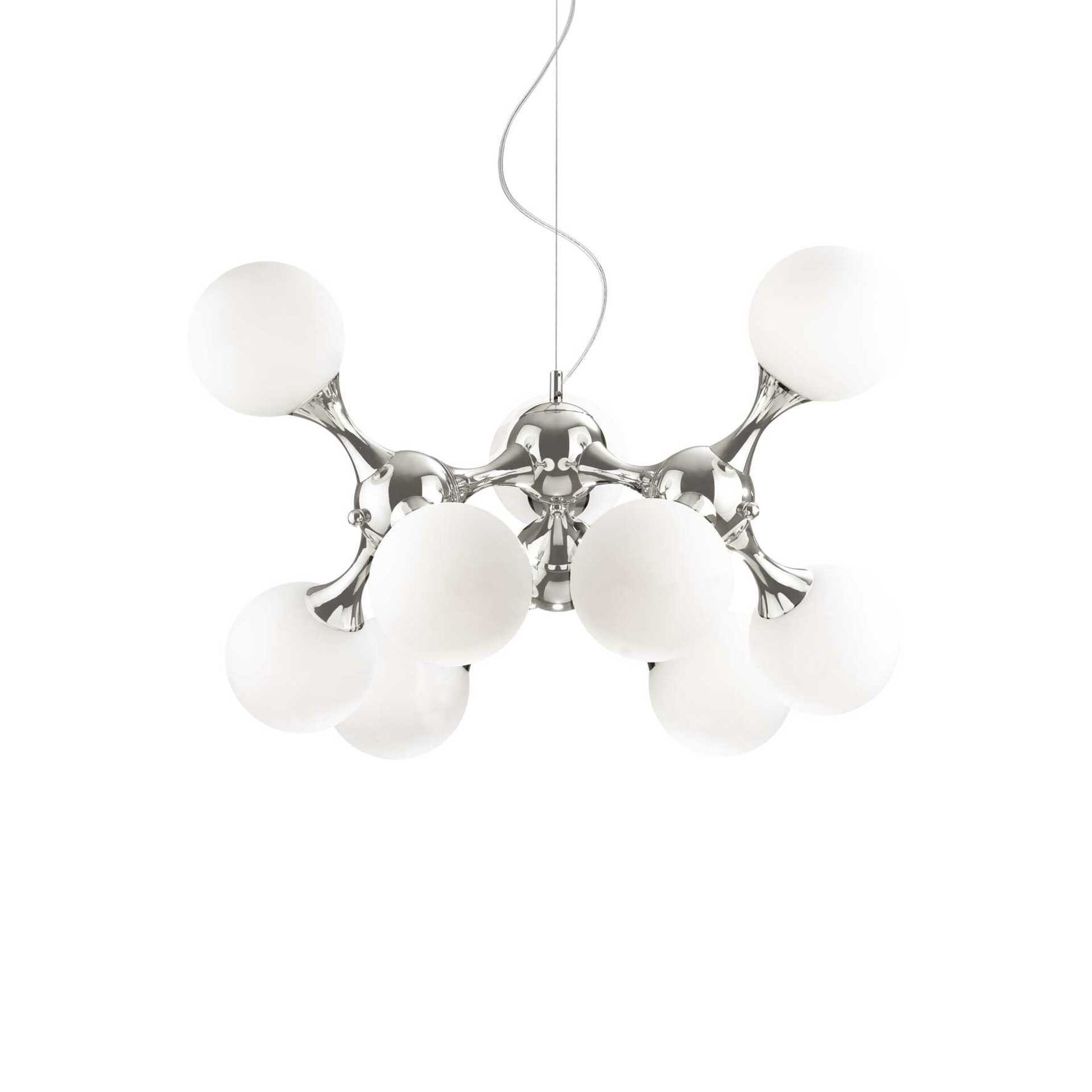 Závesné svietidlo Ideal Lux Nodi Bianco SP9 9xE14 chróm/biela