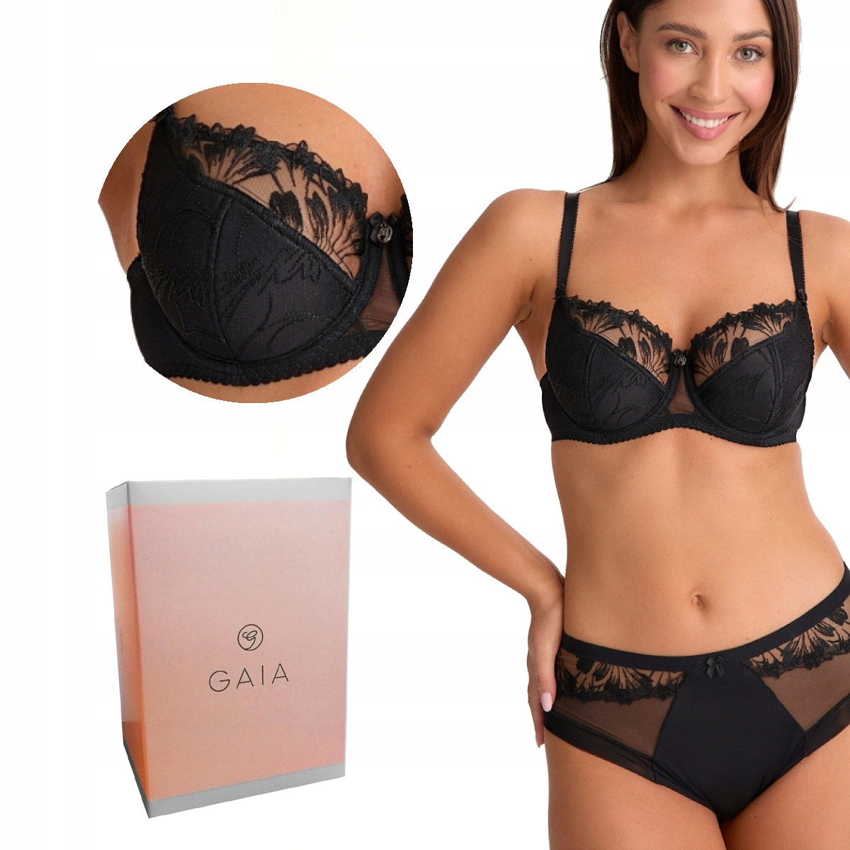 Podprsenka Gaia Semi-Soft Paris 1302 polovyztužená černá 90B