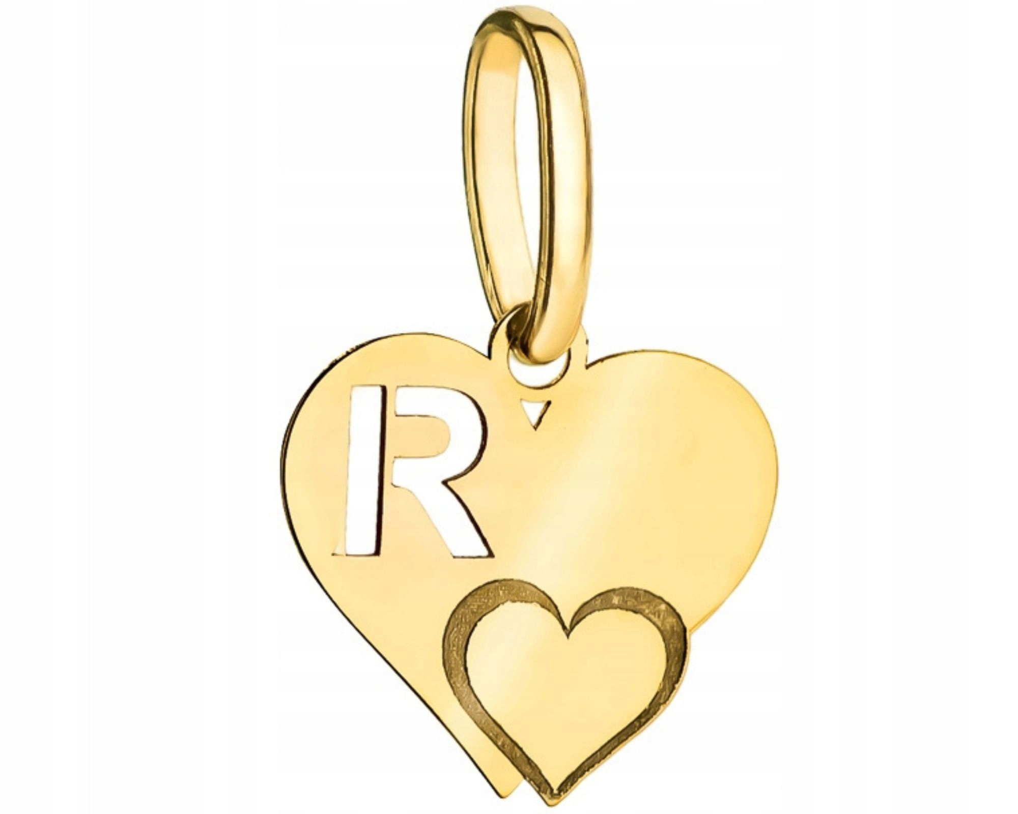 Zlatý přívěsek přívěsek písmenko R srdce gravírování