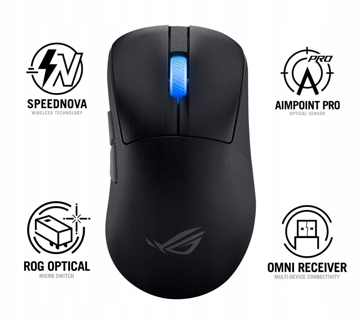 Asus myš Rog Keris II Ace, bezdrátová herní myš, černá 90MP03N0-BMUA00