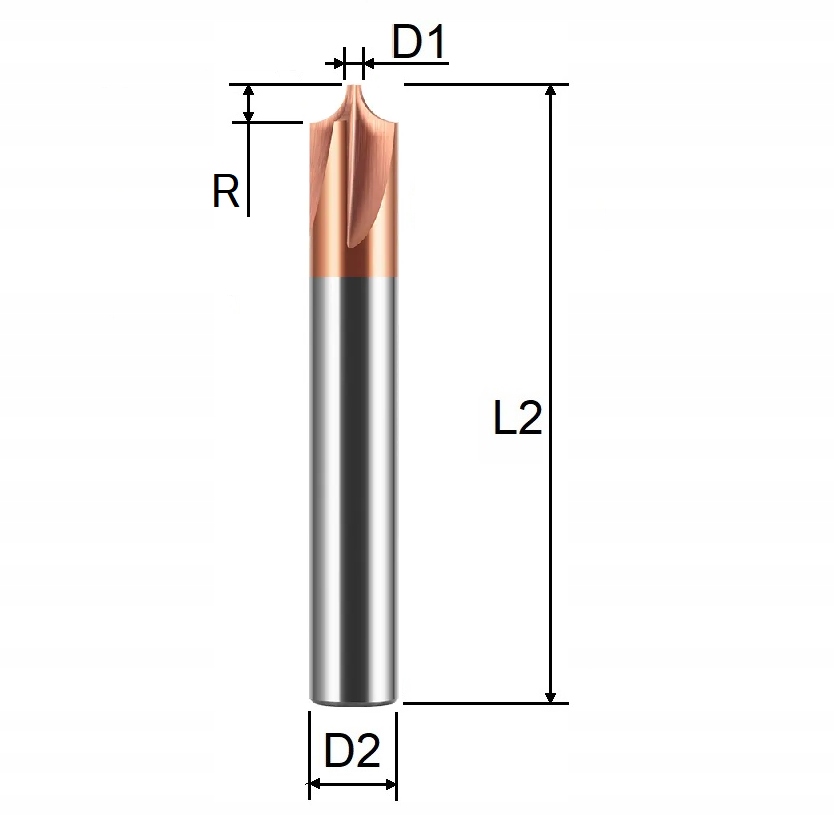 FREZ WKLĘSŁY ĆWIARTKOWY VHM R4 D10 60L 55HRC MTS 4 OSTRZA Marka inny