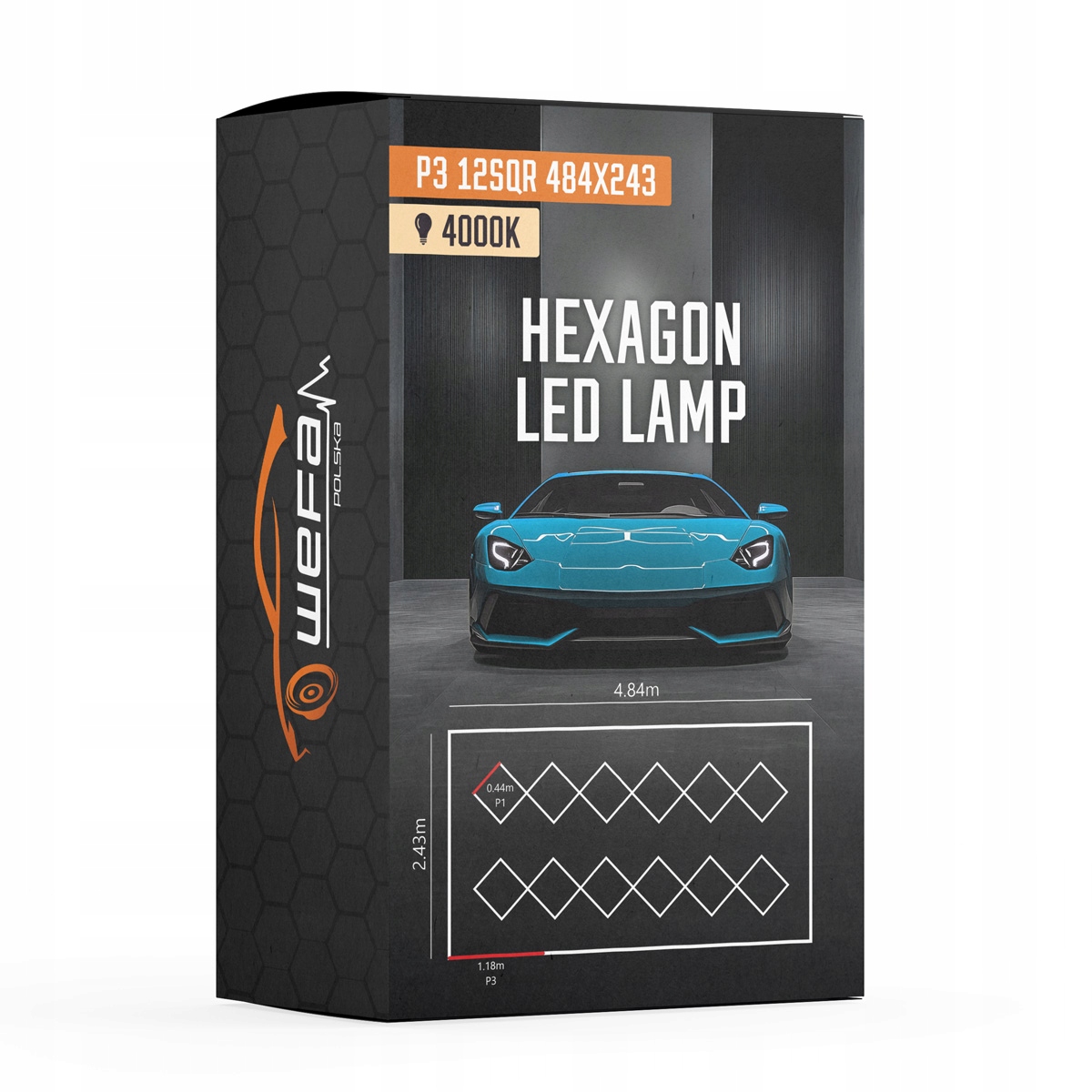 Lampa Hq Led Square P1 P3 12S 245x485 Čtverce Dílna Garáž Obývací pokoj