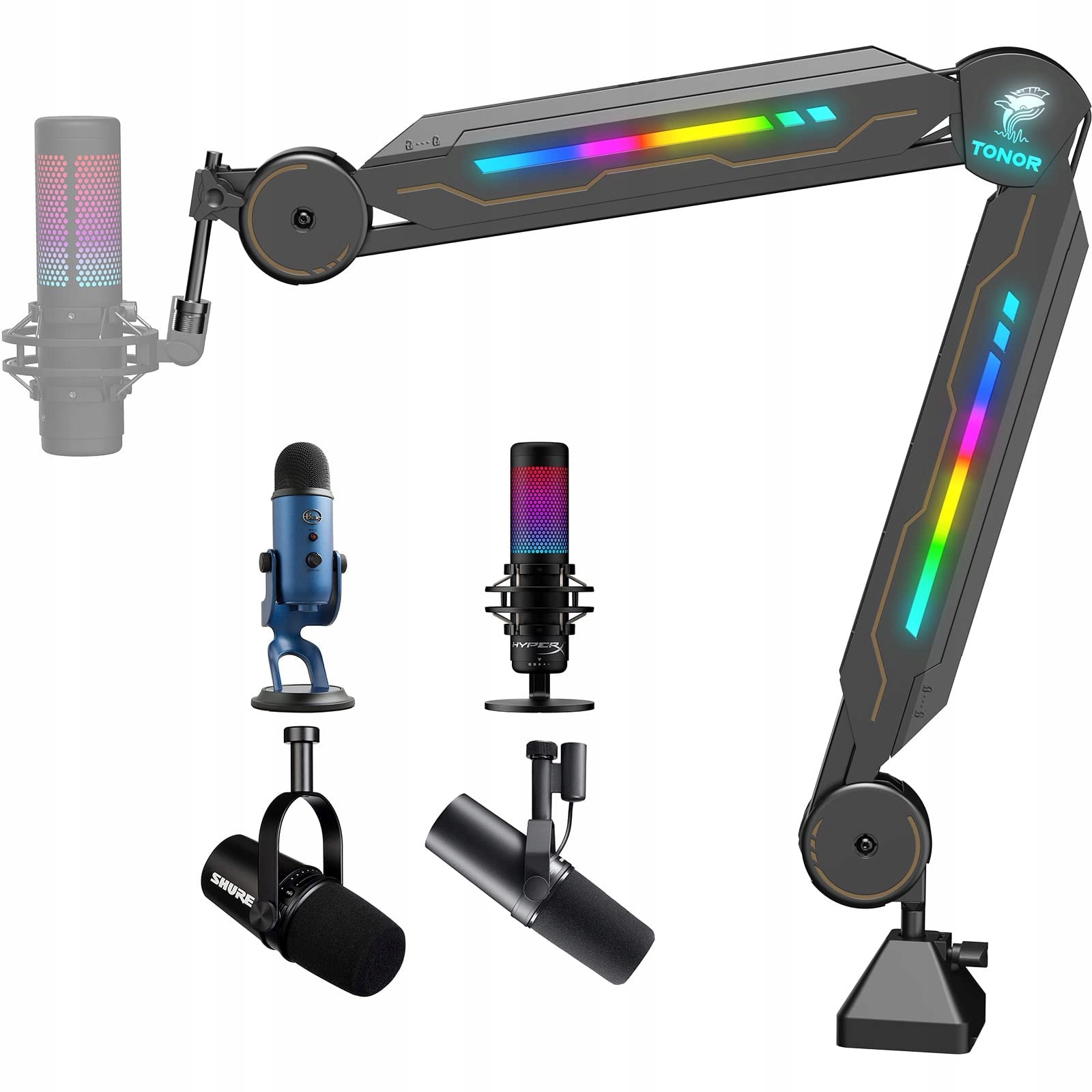 TONOR Gaming Mikrofon Ramię RGB Światło Regulowane dla Graczy