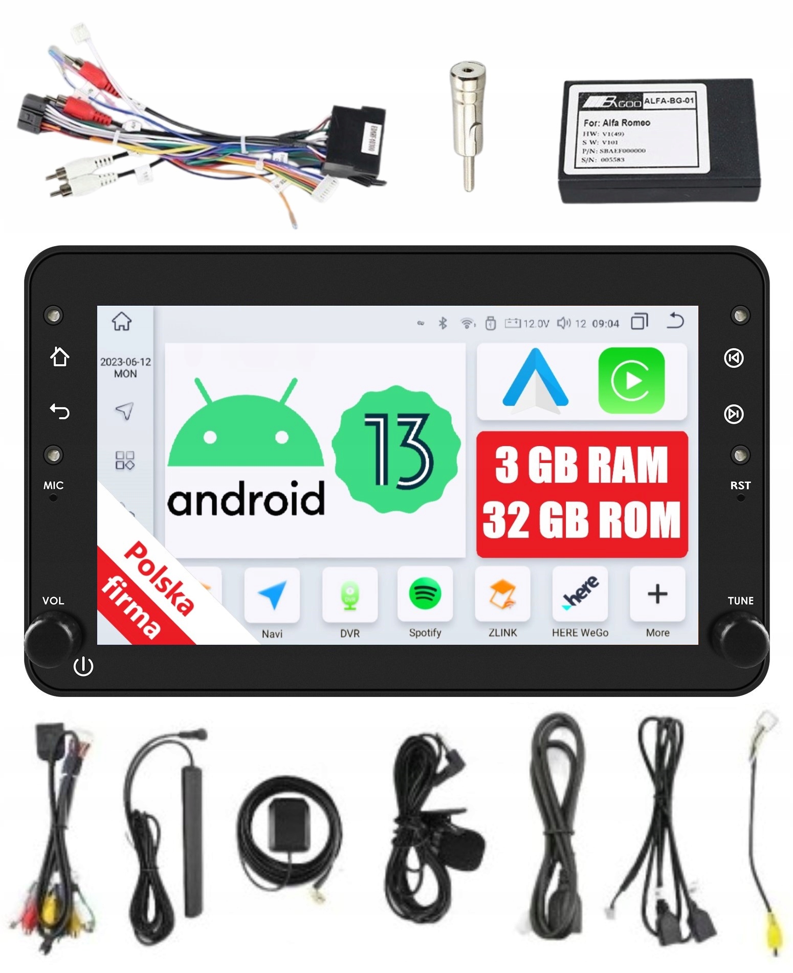 Navigácia 2DIN Android Alfa Romeo 159 Brera Spider 3/32 Gb Dsp Carplay Lte