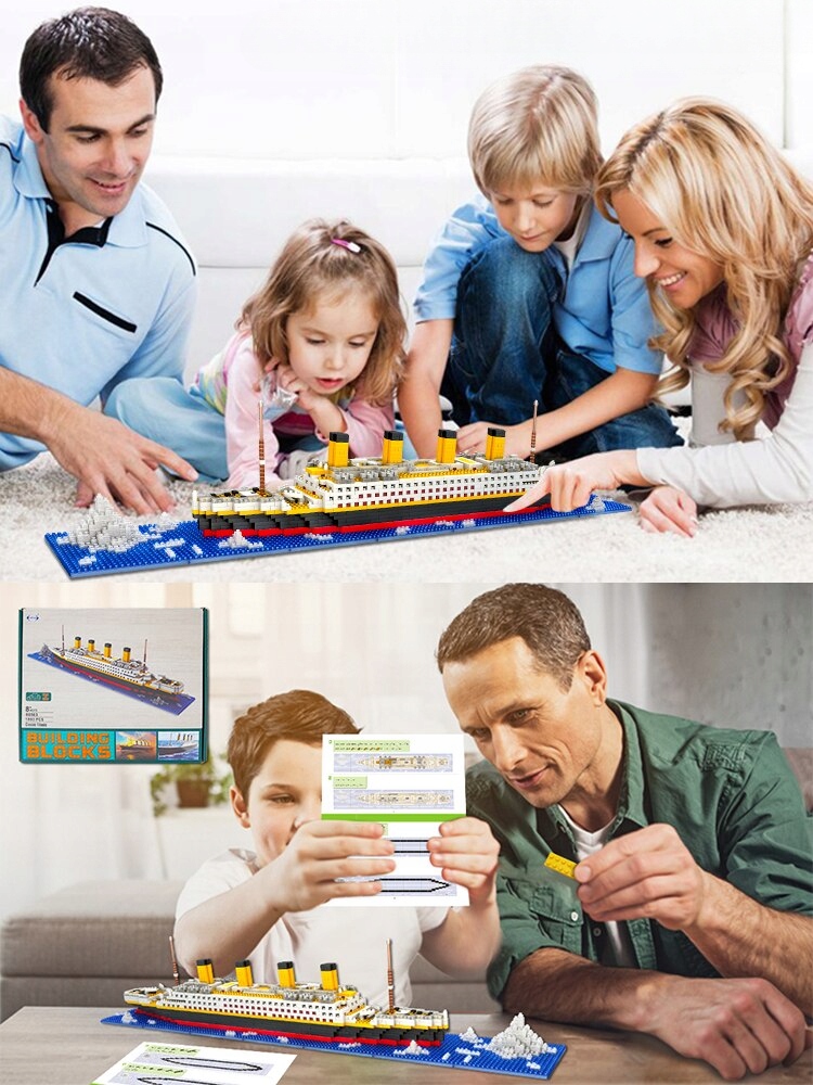 Zestaw RMS Titanic Klocki 1860ELE Duży Statek Materiał plastik