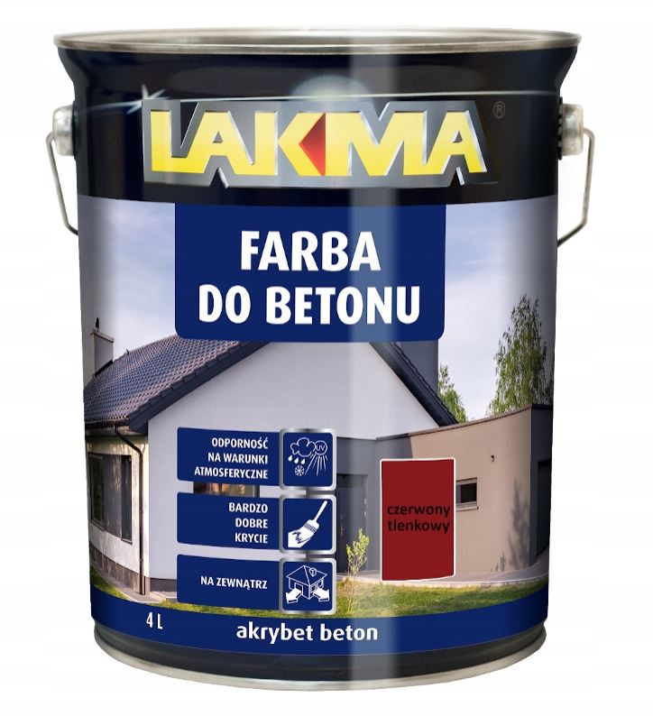 Farba do betonu Akrybet Beton Czerwony Tl.lakma 4L