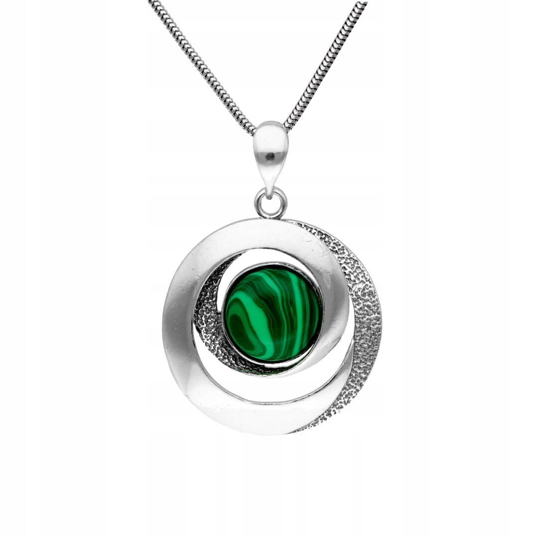 Geometrický přívěsek s malachitem stříbro